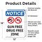 Signmission Gun Free Drug Free Zone Sign, Vinyl Decal, 12in W x 18in L, 2PK OS-2PACK-NS-D-1218-V-13177 - alternate 2